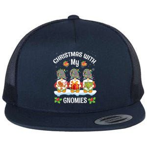 Cute Gnome Christmas Funny Holiday Christmas With My Gnomies Gift Flat Bill Trucker Hat