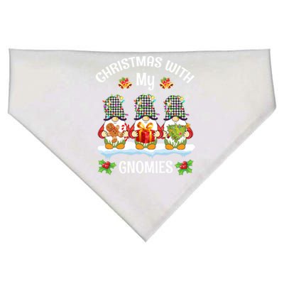 Cute Gnome Christmas Funny Holiday Christmas With My Gnomies Gift USA-Made Doggie Bandana