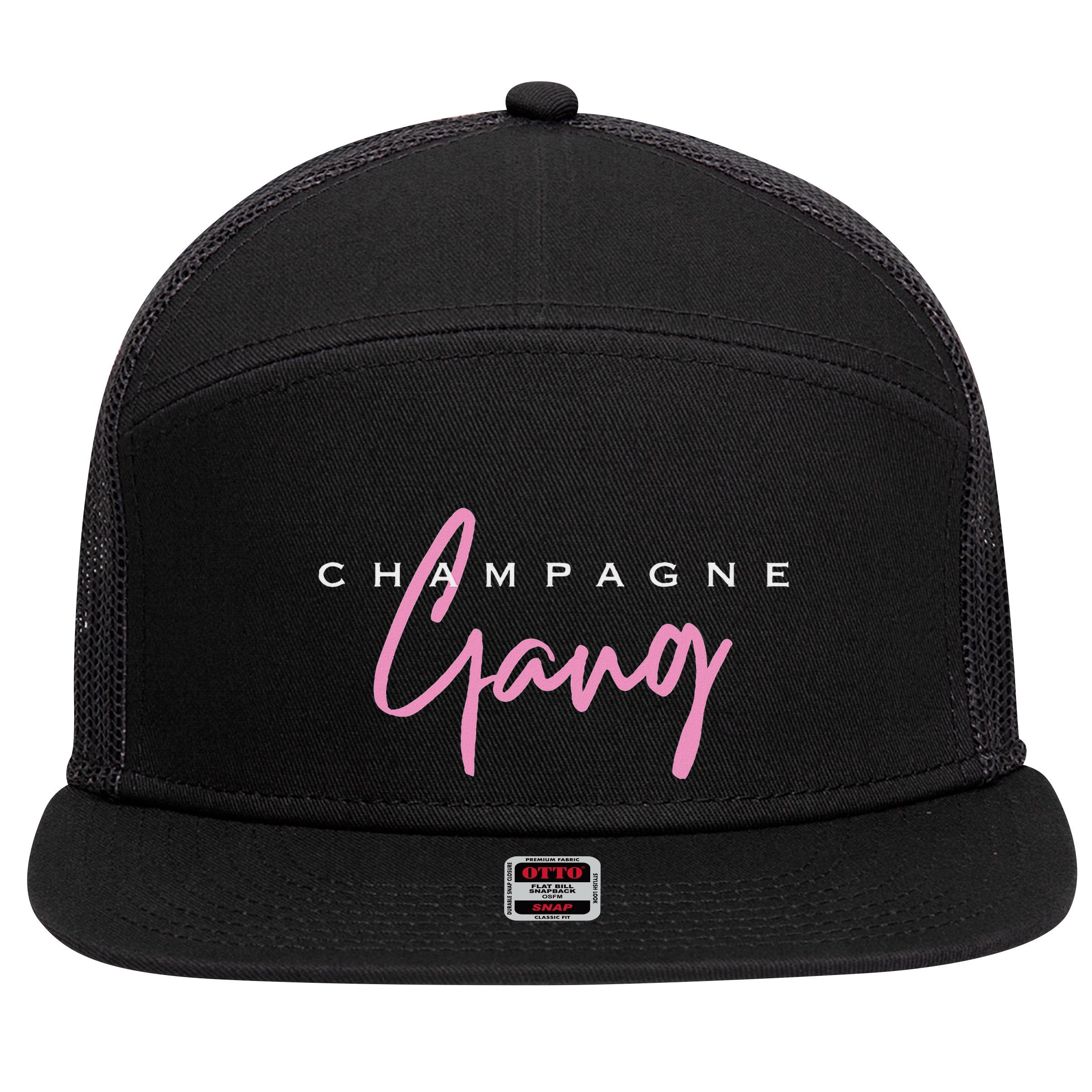 Champagne Gang 7 Panel Mesh Trucker Snapback Hat