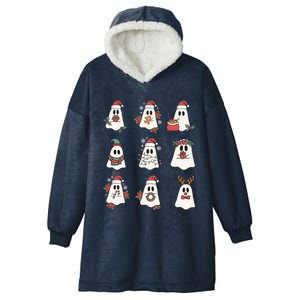 Cute Ghost Christmas Santa Hat Funny Family Pajama Gift Hooded Wearable Blanket