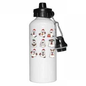 Cute Ghost Christmas Santa Hat Funny Family Pajama Gift Aluminum Water Bottle