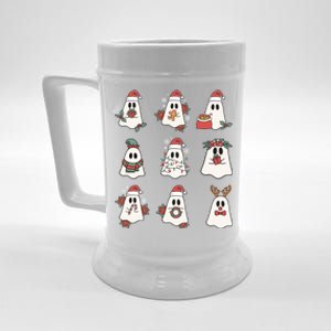 Cute Ghost Christmas Santa Hat Funny Family Pajama Gift Beer Stein