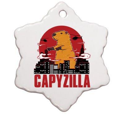 Capybara Gifts Capyzilla Funny And Lovely Animal Humor Parody Ceramic Star Ornament