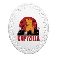 Capybara Gifts Capyzilla Funny And Lovely Animal Humor Parody Ceramic Oval Ornament