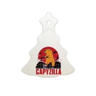 Capybara Gifts Capyzilla Funny And Lovely Animal Humor Parody Ceramic Tree Ornament