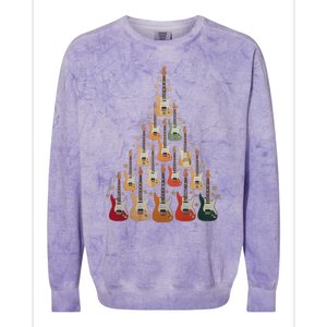 Cool Guitar Christmas Tree Guitar Lovers Christmas Tree Colorblast Crewneck Sweatshirt