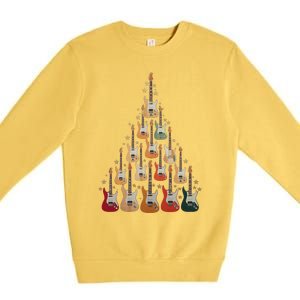 Cool Guitar Christmas Tree Guitar Lovers Christmas Tree Premium Crewneck Sweatshirt