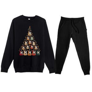 Cool Guitar Christmas Tree Guitar Lovers Christmas Tree Premium Crewneck Sweatsuit Set