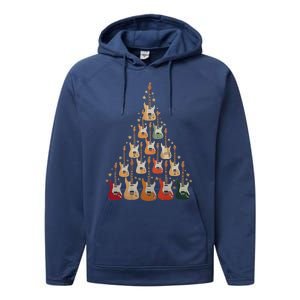 Cool Guitar Christmas Tree Guitar Lovers Christmas Tree Performance Fleece Hoodie