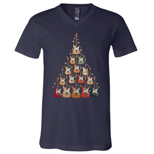 Cool Guitar Christmas Tree Guitar Lovers Christmas Tree V-Neck T-Shirt