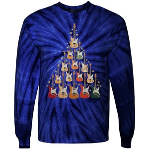 Cool Guitar Christmas Tree Guitar Lovers Christmas Tree Tie-Dye Long Sleeve Shirt