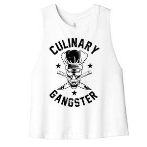 Culinary Gangster Cooking Best Cooking Chef Mom Dad Gift Women's Racerback Cropped Tank