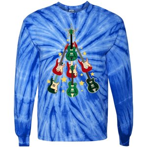 Cool Guitar Christmas Tree Guitar Lovers Christmas Tree Gift Tie-Dye Long Sleeve Shirt