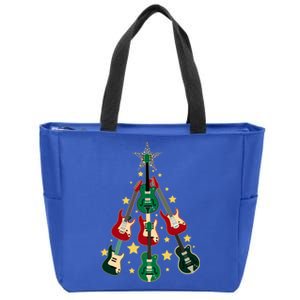 Cool Guitar Christmas Tree Guitar Lovers Christmas Tree Gift Zip Tote Bag