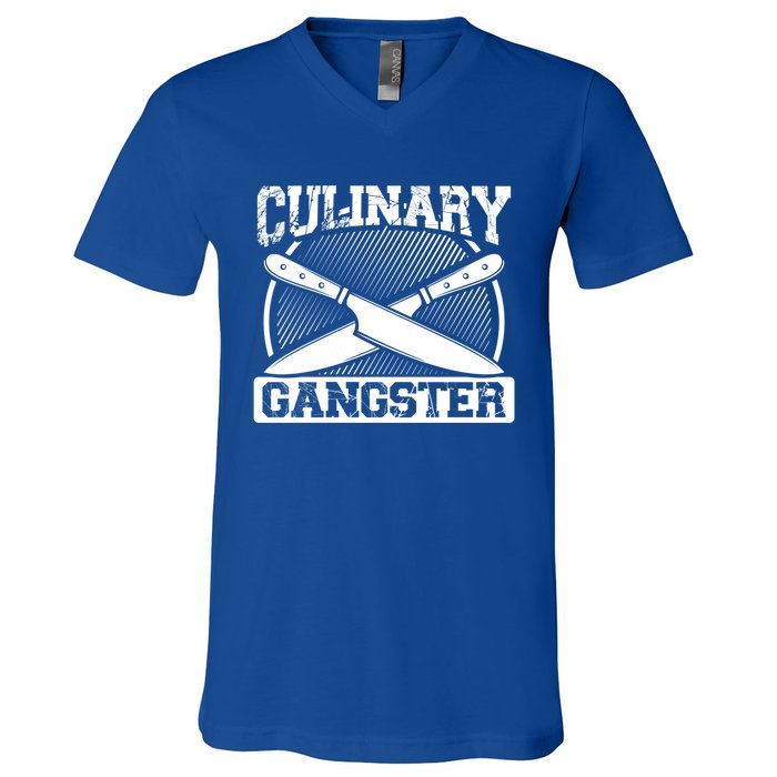 Culinary Gangster Culinary School Cooking Funny Chef Cool Gift V-Neck T-Shirt