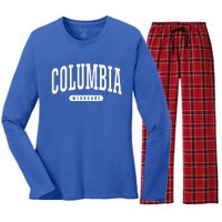 Columbia Gift College University Style Mo Usa Women's Long Sleeve Flannel Pajama Set 