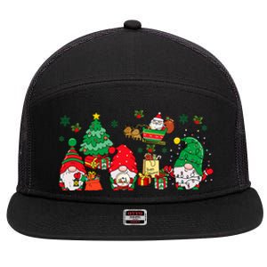 Cute Gnomes Christmas Santa Claus Gnome Xmas Family Matching 7 Panel Mesh Trucker Snapback Hat