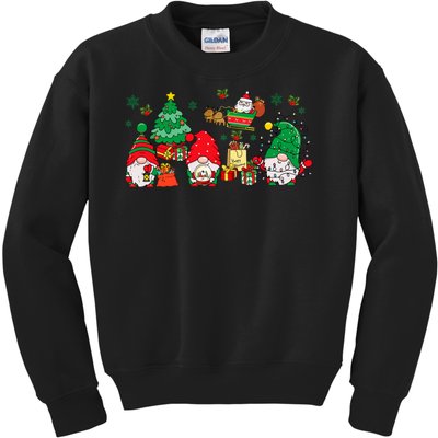 Cute Gnomes Christmas Santa Claus Gnome Xmas Family Matching Kids Sweatshirt