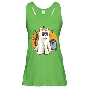 Cute Ghost Cat Funny Halloween Outfit Costumes Black Cat Ladies Essential Flowy Tank