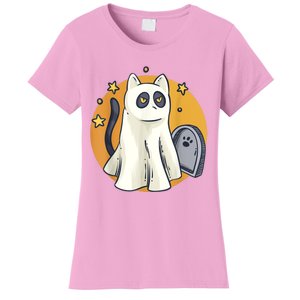 Cute Ghost Cat Funny Halloween Outfit Costumes Black Cat Women's T-Shirt