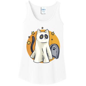 Cute Ghost Cat Funny Halloween Outfit Costumes Black Cat Ladies Essential Tank