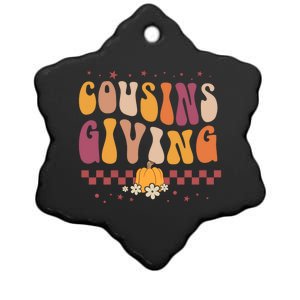 Cousins Giving Cute Pumpkin Cousin Crew Thanksgiving Family Gift Ceramic Star Ornament