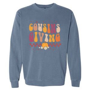 Cousins Giving Cute Pumpkin Cousin Crew Thanksgiving Family Gift Garment-Dyed Sweatshirt