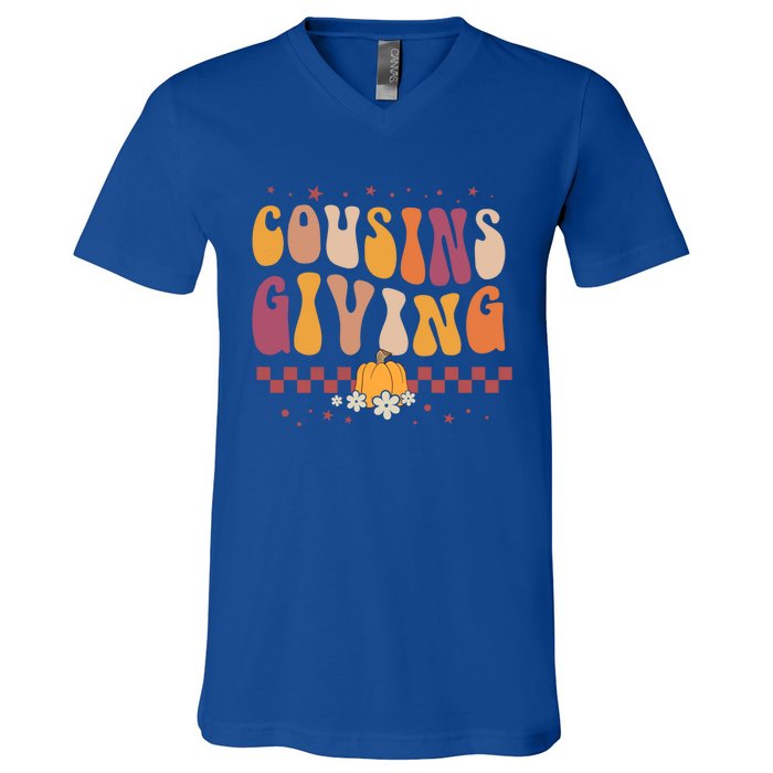 Cousins Giving Cute Pumpkin Cousin Crew Thanksgiving Family Gift V-Neck T-Shirt