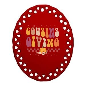 Cousins Giving Cute Pumpkin Cousin Crew Thanksgiving Family Gift Ceramic Oval Ornament