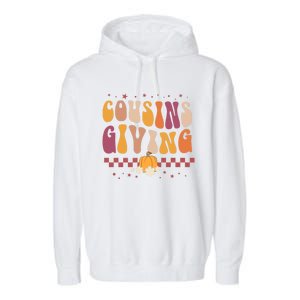 Cousins Giving Cute Pumpkin Cousin Crew Thanksgiving Family Gift Garment-Dyed Fleece Hoodie