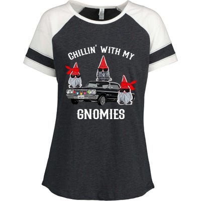 Christmas Gnomes Chillin With My Gnomies Homies Chillin Gift Enza Ladies Jersey Colorblock Tee