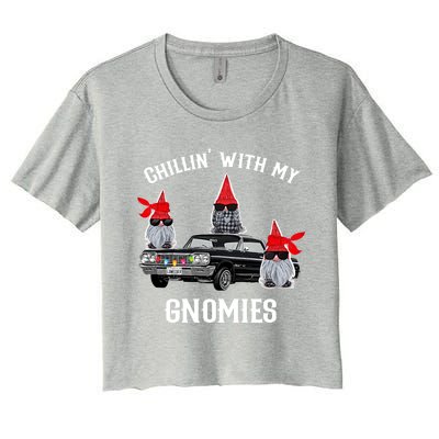 Christmas Gnomes Chillin With My Gnomies Homies Chillin Gift Women's Crop Top Tee