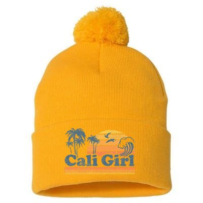 Cali Girl California Beach Summer Vacation Vintage 70s Retro Pom Pom 12in Knit Beanie