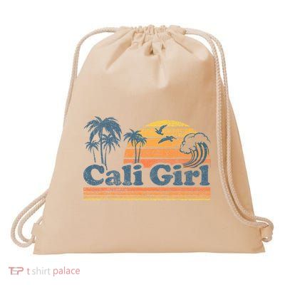 Cali Girl California Beach Summer Vacation Vintage 70s Retro Drawstring Bag