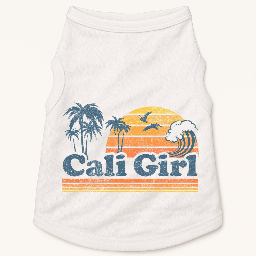 Cali Girl California Beach Summer Vacation Vintage 70s Retro Doggie Tank
