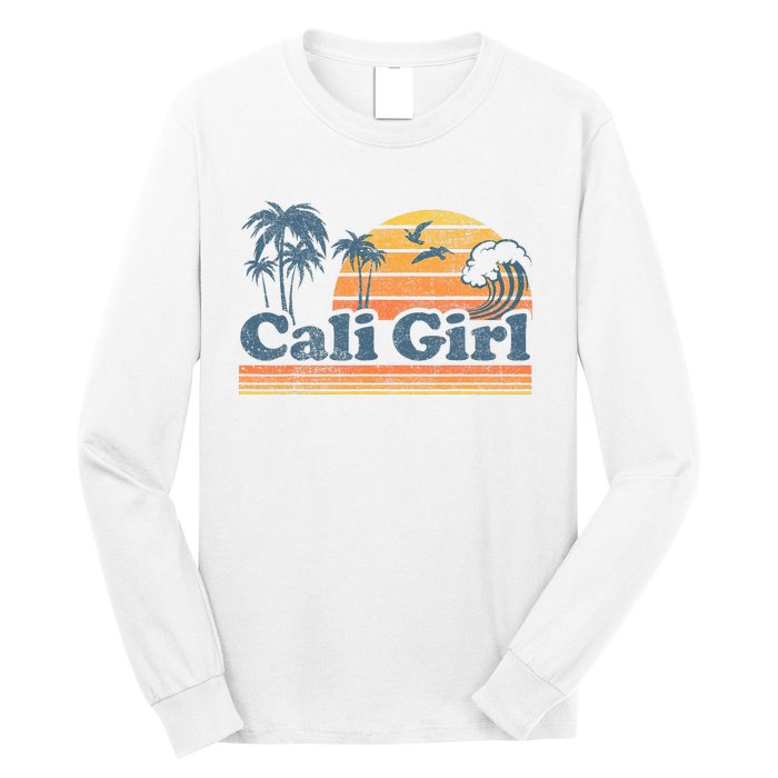 Cali Girl California Beach Summer Vacation Vintage 70s Retro Long Sleeve Shirt