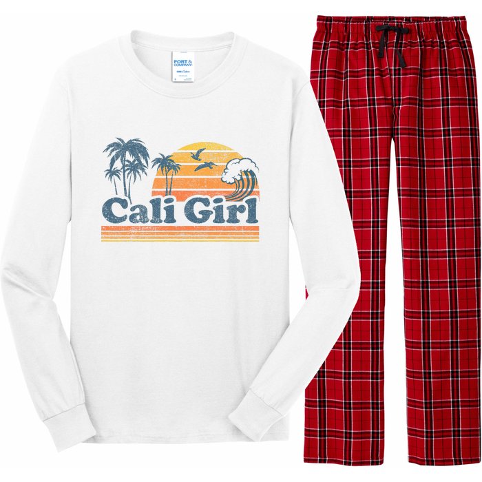 Cali Girl California Beach Summer Vacation Vintage 70s Retro Long Sleeve Pajama Set