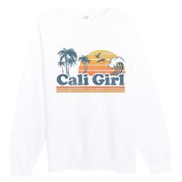 Cali Girl California Beach Summer Vacation Vintage 70s Retro Premium Crewneck Sweatshirt