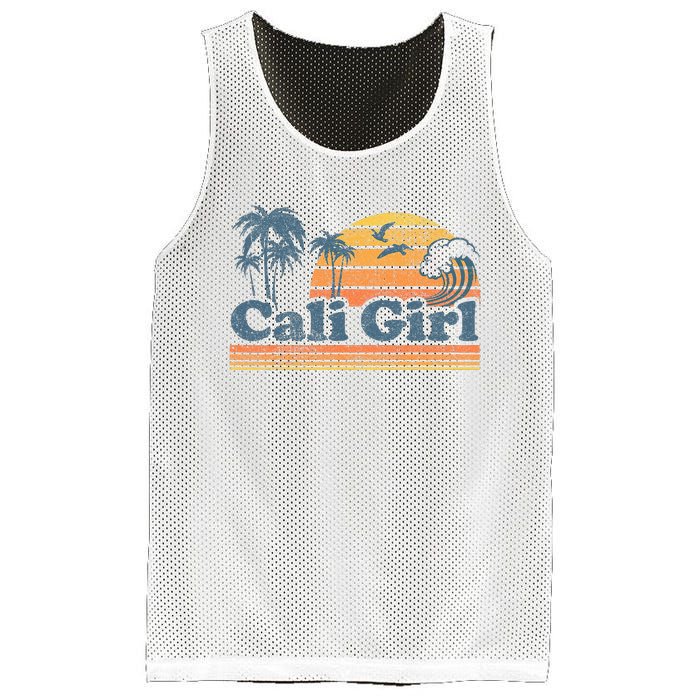 Cali Girl California Beach Summer Vacation Vintage 70s Retro Mesh Reversible Basketball Jersey Tank