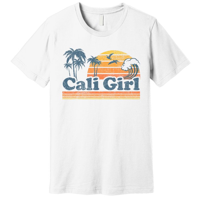 Cali Girl California Beach Summer Vacation Vintage 70s Retro Premium T-Shirt