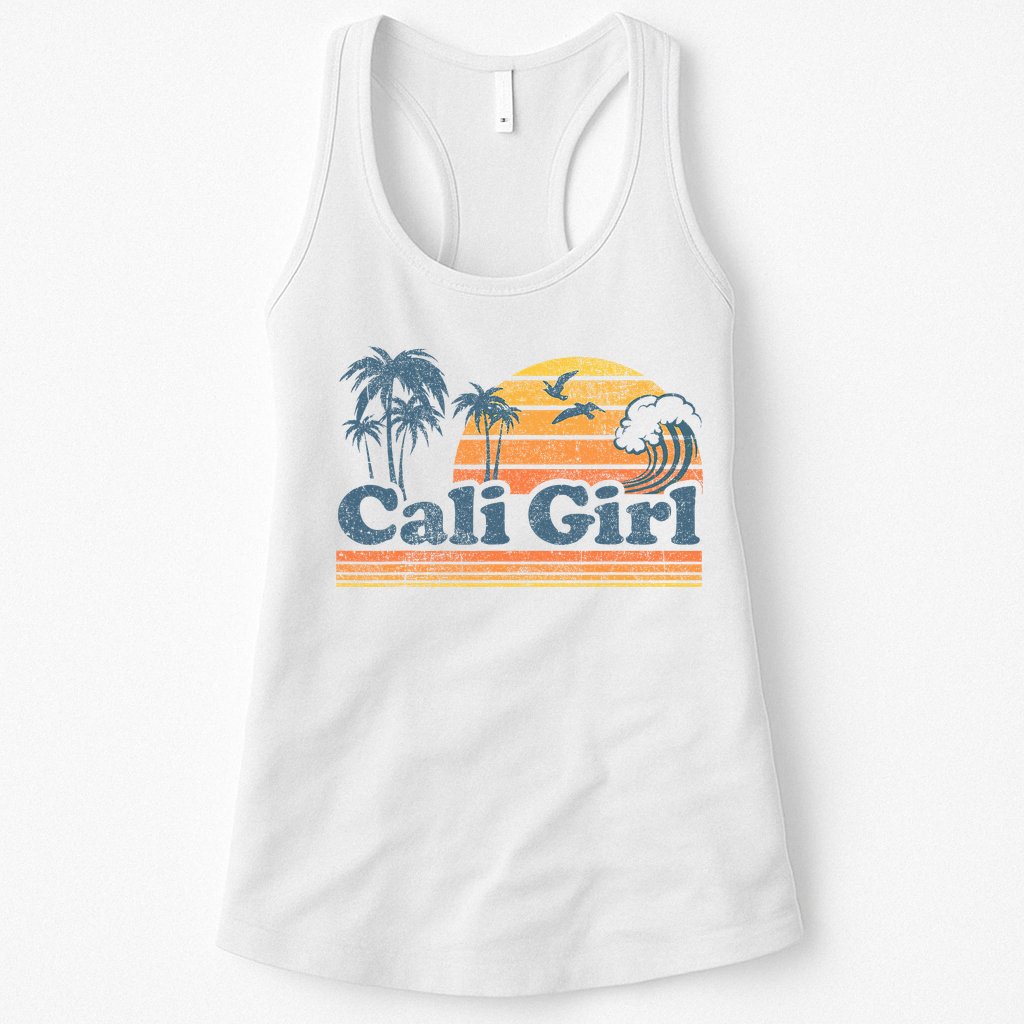 Cali Girl California Beach Summer Vacation Vintage 70s Retro Womens Tank Top
