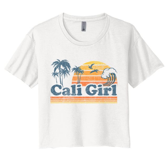 Cali Girl California Beach Summer Vacation Vintage 70s Retro Crop Top