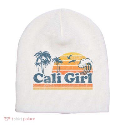 Cali Girl California Beach Summer Vacation Vintage 70s Retro Short Acrylic Beanie