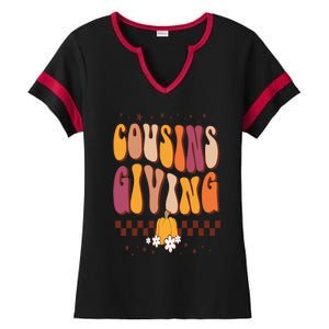 Cousins Giving Cute Pumpkin Cousin Crew Thanksgiving Family Ladies Halftime Notch Neck Tee