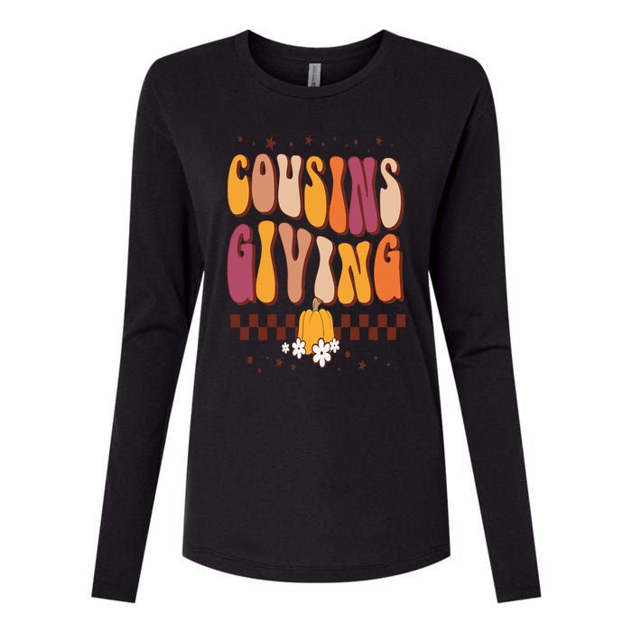 Cousins Giving Cute Pumpkin Cousin Crew Thanksgiving Family Womens Cotton Relaxed Long Sleeve T-Shirt