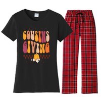 Cousins Giving Cute Pumpkin Cousin Crew Thanksgiving Family Women's Flannel Pajama Set