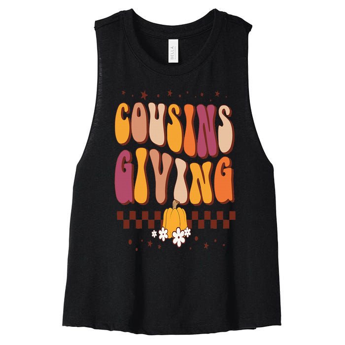 Cousins Giving Cute Pumpkin Cousin Crew Thanksgiving Family Women's Racerback Cropped Tank