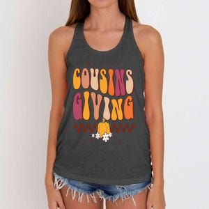 Cousins Giving Cute Pumpkin Cousin Crew Thanksgiving Family Women's Knotted Racerback Tank