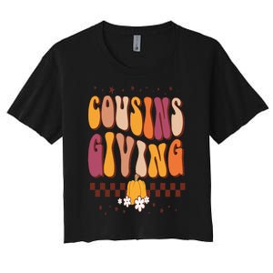 Cousins Giving Cute Pumpkin Cousin Crew Thanksgiving Family Women's Crop Top Tee