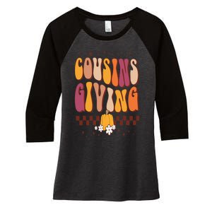 Cousins Giving Cute Pumpkin Cousin Crew Thanksgiving Family Women's Tri-Blend 3/4-Sleeve Raglan Shirt